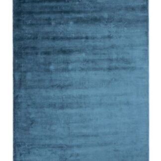 Blå viskos- och bomullsmatta Brillo med silkeslen glans och rektangulär form