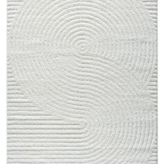 Krämfärgad ryamatta med S-formade mjuka kurvor i polyestermaterial