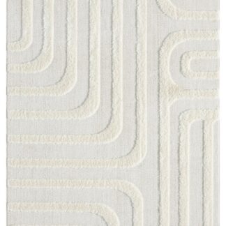 Närbild av Brolly Klay ryamatta i krämvit med mjuk fluffig yta och subtilt mönster