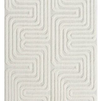 Krämfärgad ryamatta med zen-inspirerat mönster och mjuk textur i modernt hem