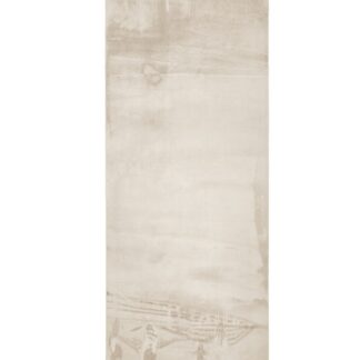 Beige gångmatta med tjock lugg och gummibaksida på trägolv