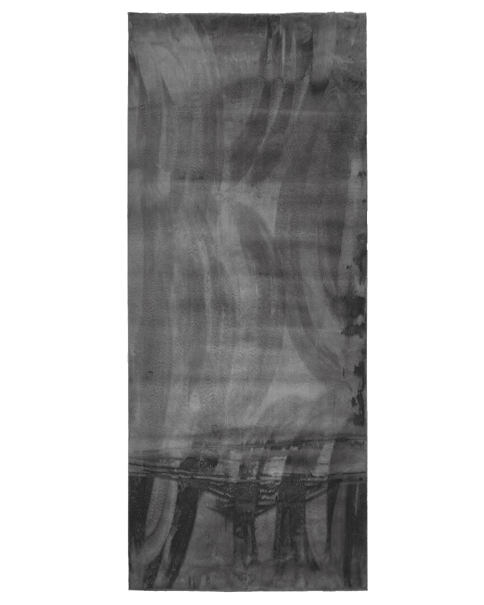 Mjuk mörkgrå tvättbar gångmatta med gummibaksida och tjock lugg