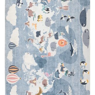 Blå barnmatta Gwendolen i mjuk polypropylen med cirka 10 mm tjocklek i barnrum