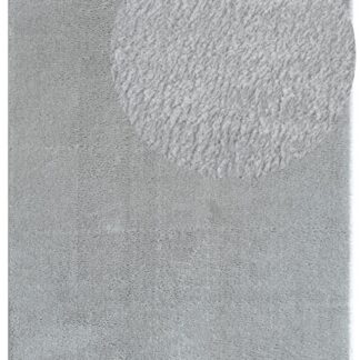 Mjukt tvättbar ryamatta med fluffig yta i elegant silverfärg