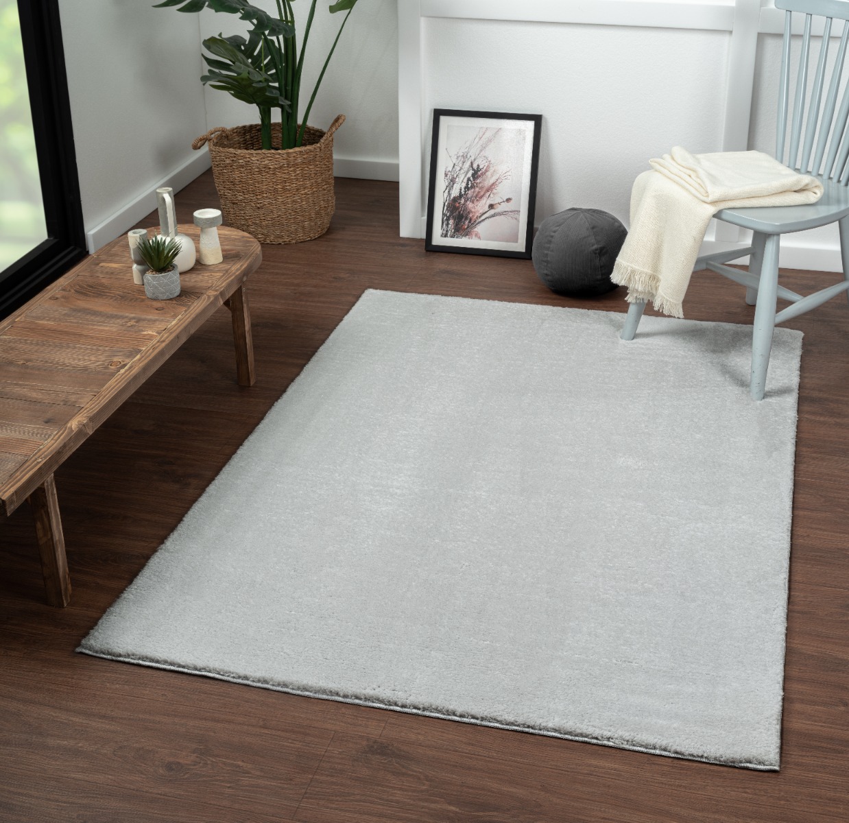 Tvättbar Mjuk Ryamatta Cloudy Silver - Image 2