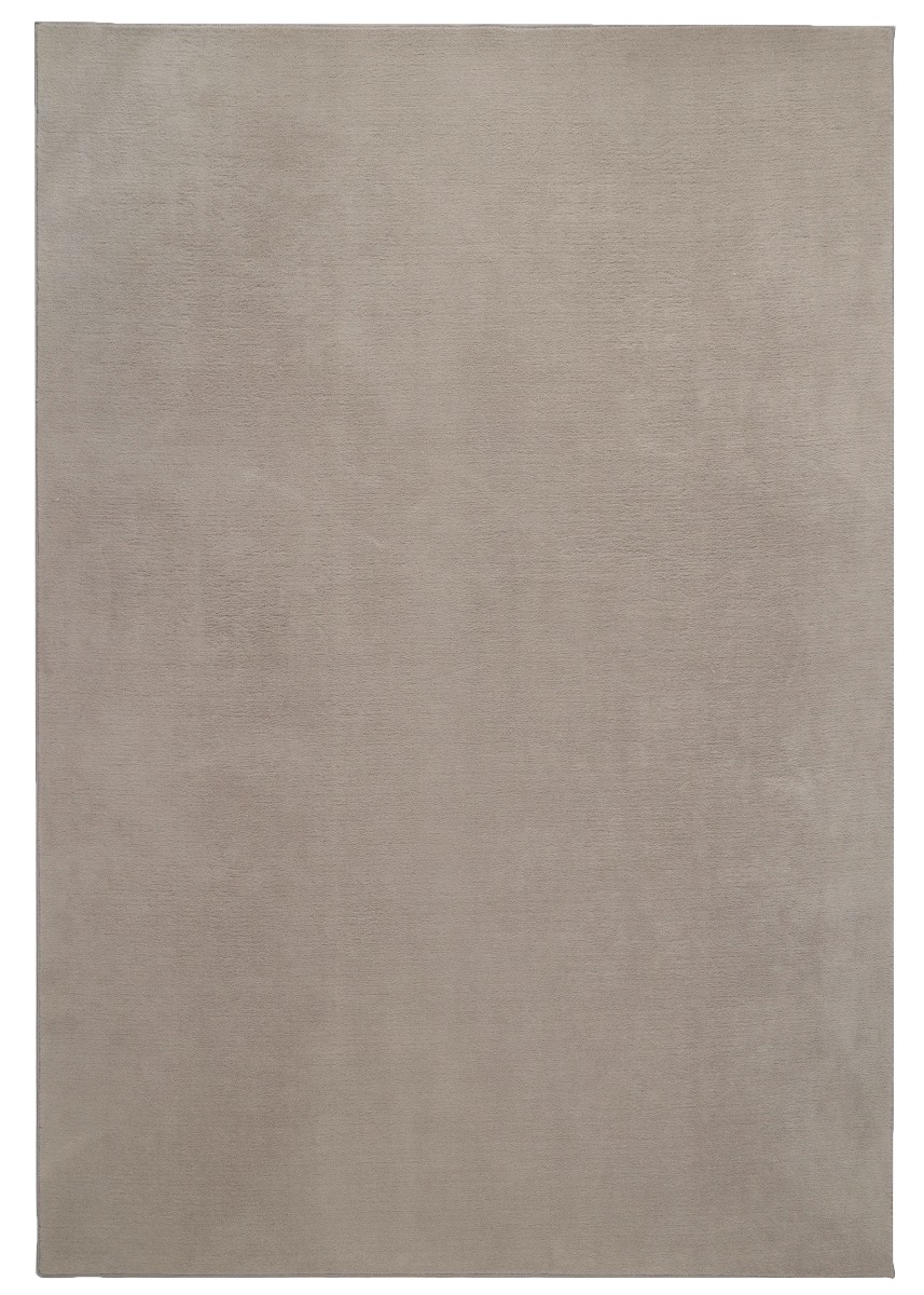 Tvättbar mjuk greige ryamatta i polyester med 15 mm tjocklek