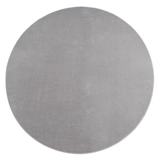 Rund silverfärgad mjuk ryamatta i polyester med 15 mm tjocklek