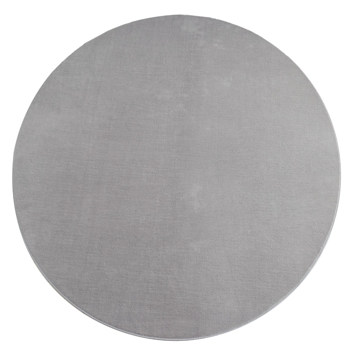 Rund silverfärgad mjuk ryamatta i polyester med 15 mm tjocklek