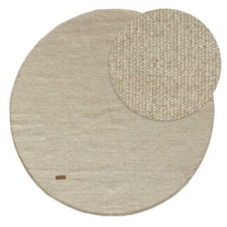 Rund beige ullmatta Dalen med kortskuren struktur i elegant design