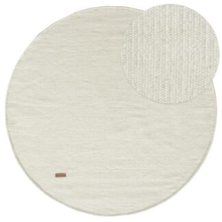 Rund ullmatta Dalen i offwhite färg med kortklippt yta och elegant design