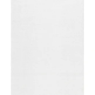 Vit handvävd plastmatta med mjuk PVC yta och vändbart mönster, placerad i ett ljust rum