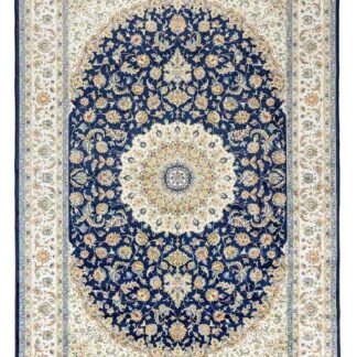 Orientalisk blå klassisk matta med detaljerat mönster i polypropylen, cirka 10 mm tjock