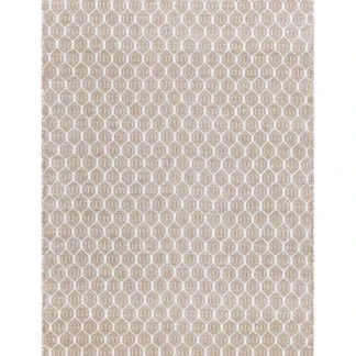 Vändbar plastmatta Mimmi i linnefärg handvävd i mjuk PVC och bomullsvarp, skandinavisk stil