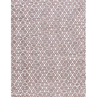 Vändbar rosa plastmatta Mimmi Sian med handvävd design och mjuk tjocklek