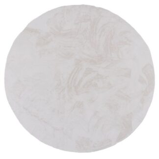 Rund vit ryamatta Elton med mjuk 15 mm tjocklek i modern interiör