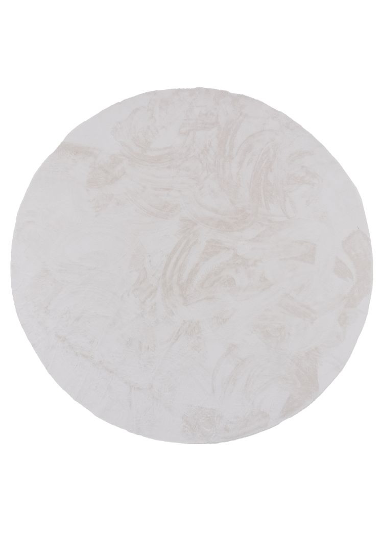 Rund vit ryamatta Elton med mjuk 15 mm tjocklek i modern interiör