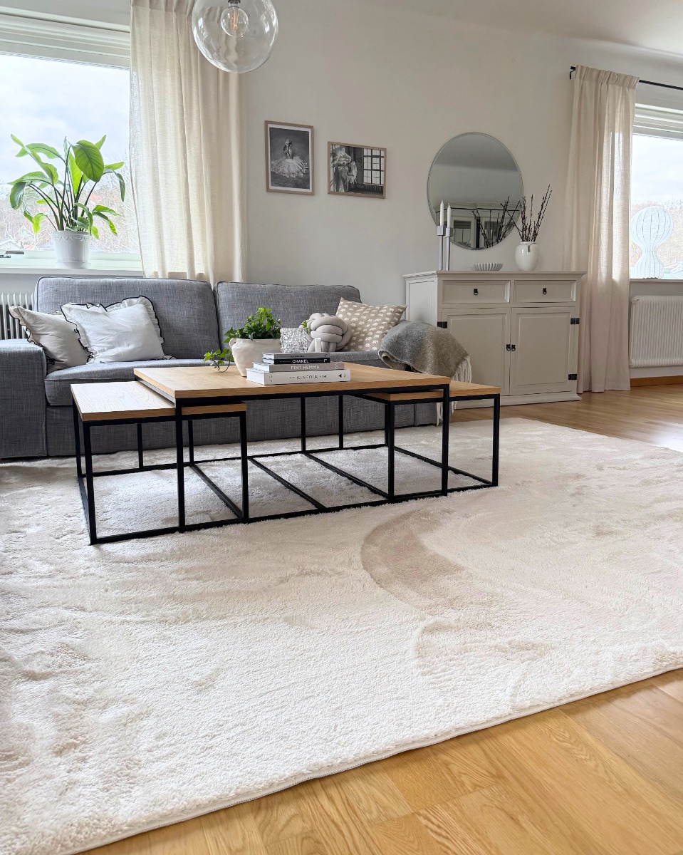 Tvättbar Mjuk Ryamatta Fluffy Beige - Image 2