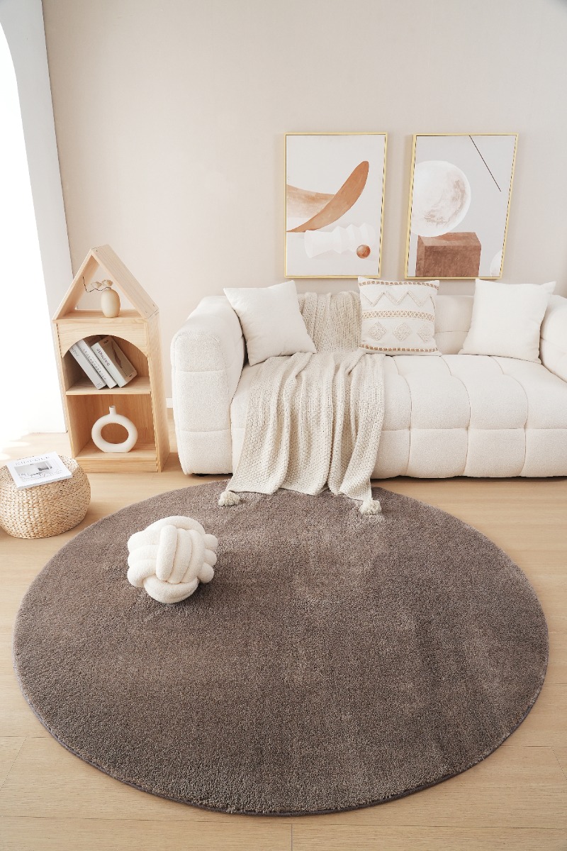 Rund Fluffy Taupe - Image 2