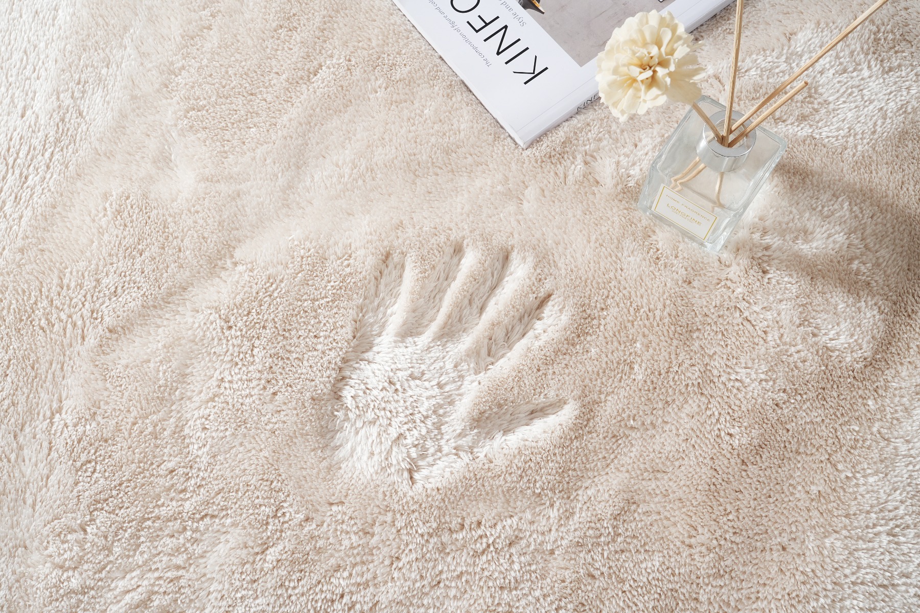 Tvättbar Mjuk Ryamatta Fluffy Beige - Image 6