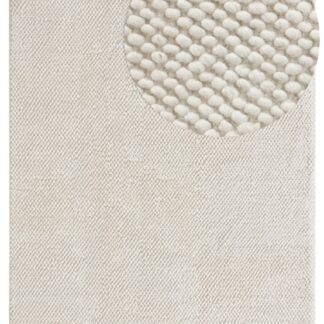 Ullmatta Haga i offwhite med tjock, bubblig och mjuk textur på golv i vardagsrum