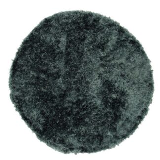 Grön rund ryamatta med tjock och mjuk lugg i polyester