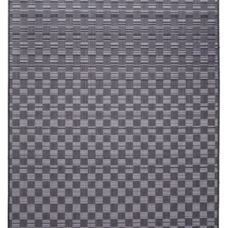 Grå maskinvävd polypropylenmatta Lando med låg lugg för inomhus och utomhusbruk