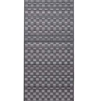 Ljusgrå låg gångmatta i polypropylen med slätt utseende, placerad inomhus