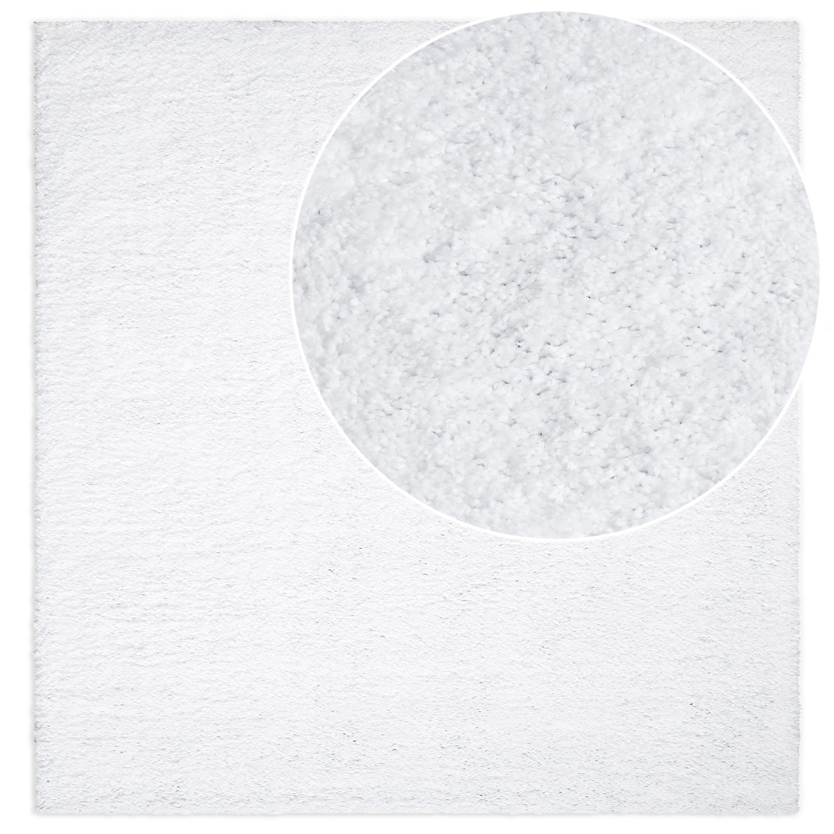 Vit tjock och mjuk ryamatta i polypropylen med fluffig textur i vardagsrumsmiljö