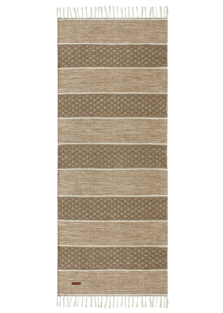 Handvävd gångmatta i bomull med naturlig linnefärg och mjuk, tät vävstruktur