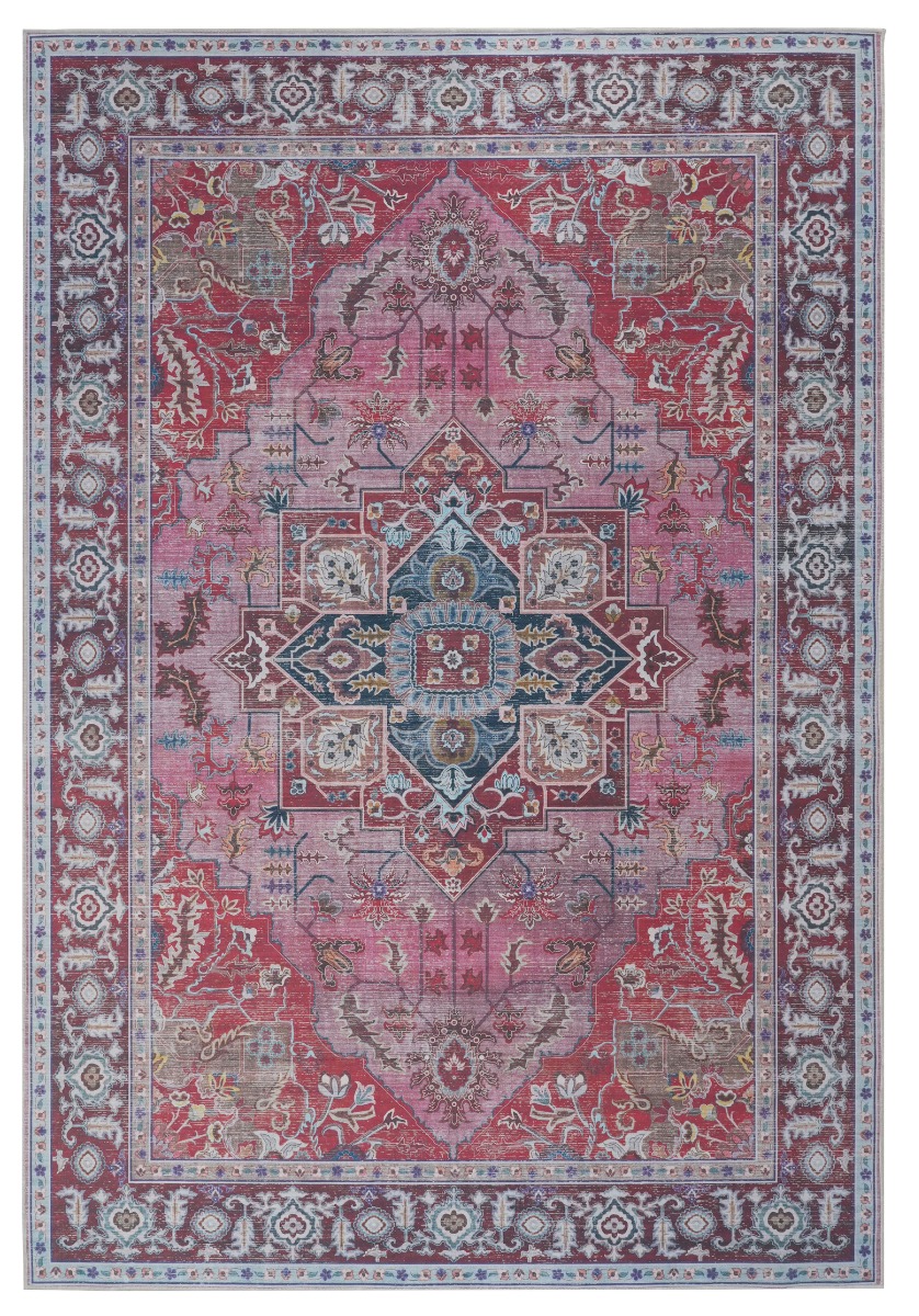 Röd Mario Sema wiltonmatta i mjuk polyester med cirka 10 mm tjocklek på golv