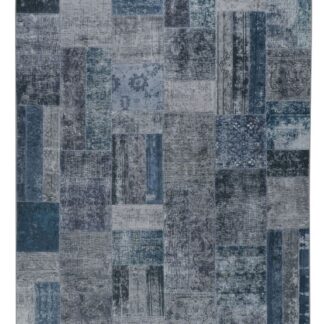 Grå patchwork matta i mjuk polyester med dekorativt mönster