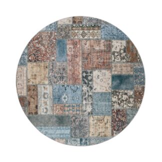 Lila rund chenillematta Martil med mjuk textur och halkfri baksida i modernt hem