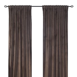 Bruna mörkläggande sammetsgardiner i 2-pack med mjukt lyster och multifunktionsupphängning