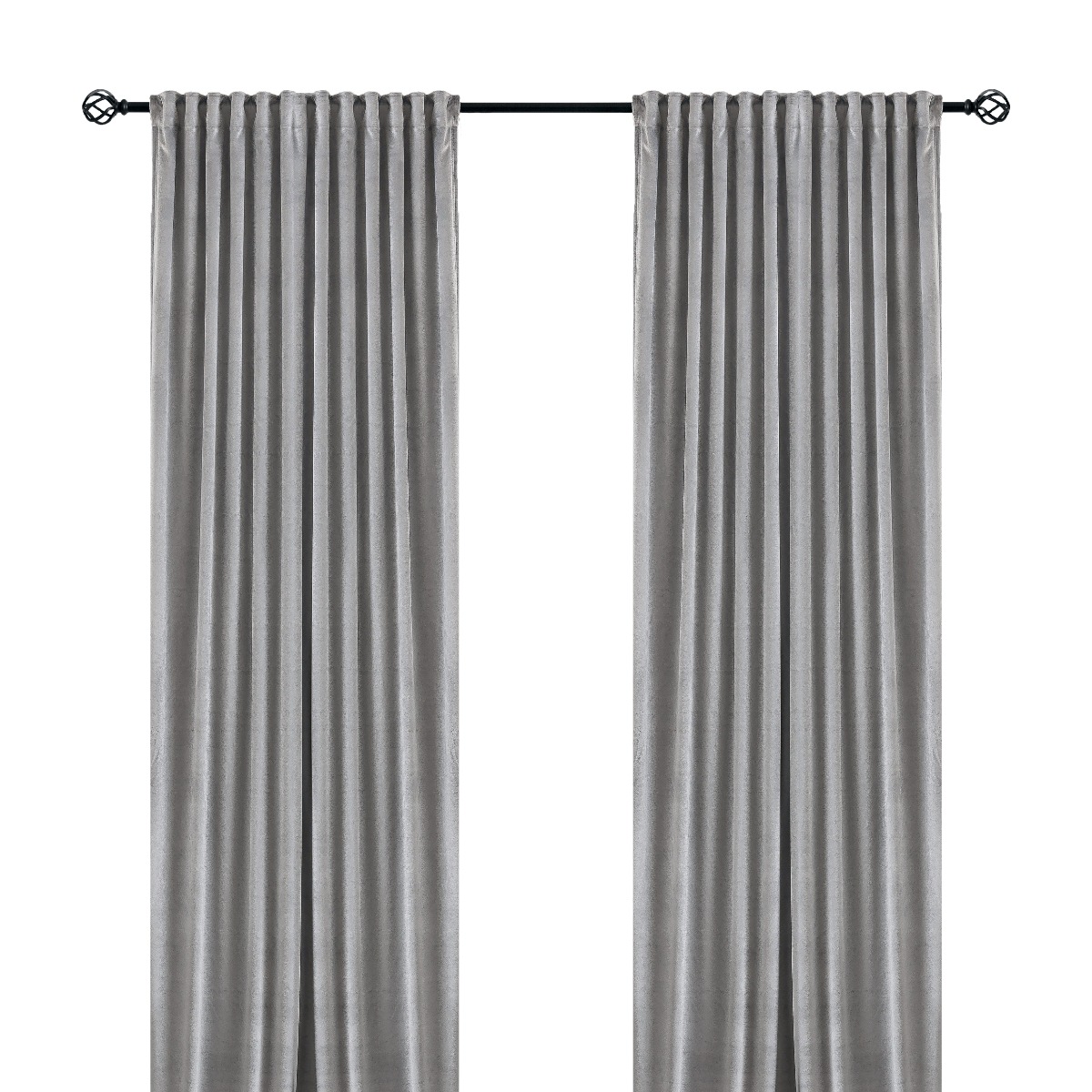 Rumsförmörkande sammetsgardin i silver färg, 2-pack med lyxig textur och elegant fall
