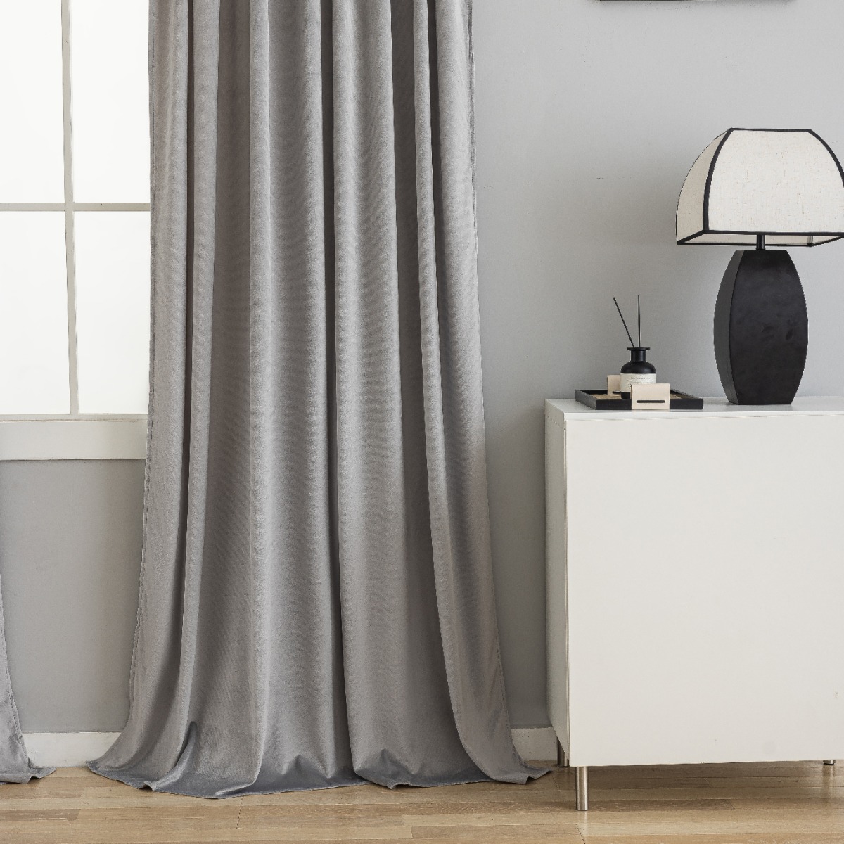 Rumsförmörkande Sammetsgardin 2-pack Mathilde Silver - Image 4