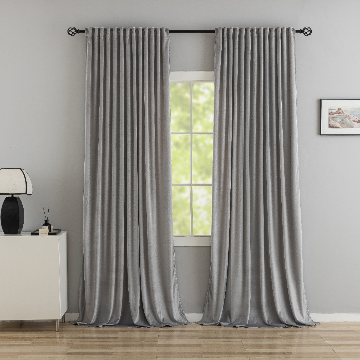 Rumsförmörkande Sammetsgardin 2-pack Mathilde Silver - Image 2