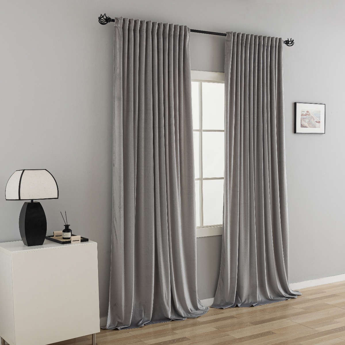 Rumsförmörkande Sammetsgardin 2-pack Mathilde Silver - Image 3