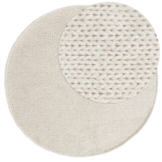 Rund offwhite ullmatta med bomull, cirka 10 mm tjocklek, elegant hemtextil