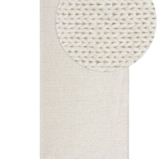 Offwhite gångmatta Mellby i ull med stilrent mönster och cirka 10 mm tjocklek