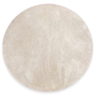 Rund beige ryamatta i polypropylen med mjuk tjocklek och neutral design