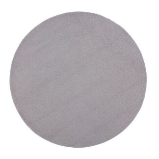 Rund grå ryamatta Miren i mjuk polyester med cirka 20 mm tjocklek