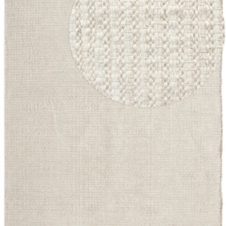 Offwhite ullmatta med bomullsmix och mjuk textur, cirka 10 mm tjock