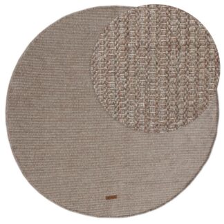 Rund ull- och bomullsmatta i greige färg med mjuk tjocklek