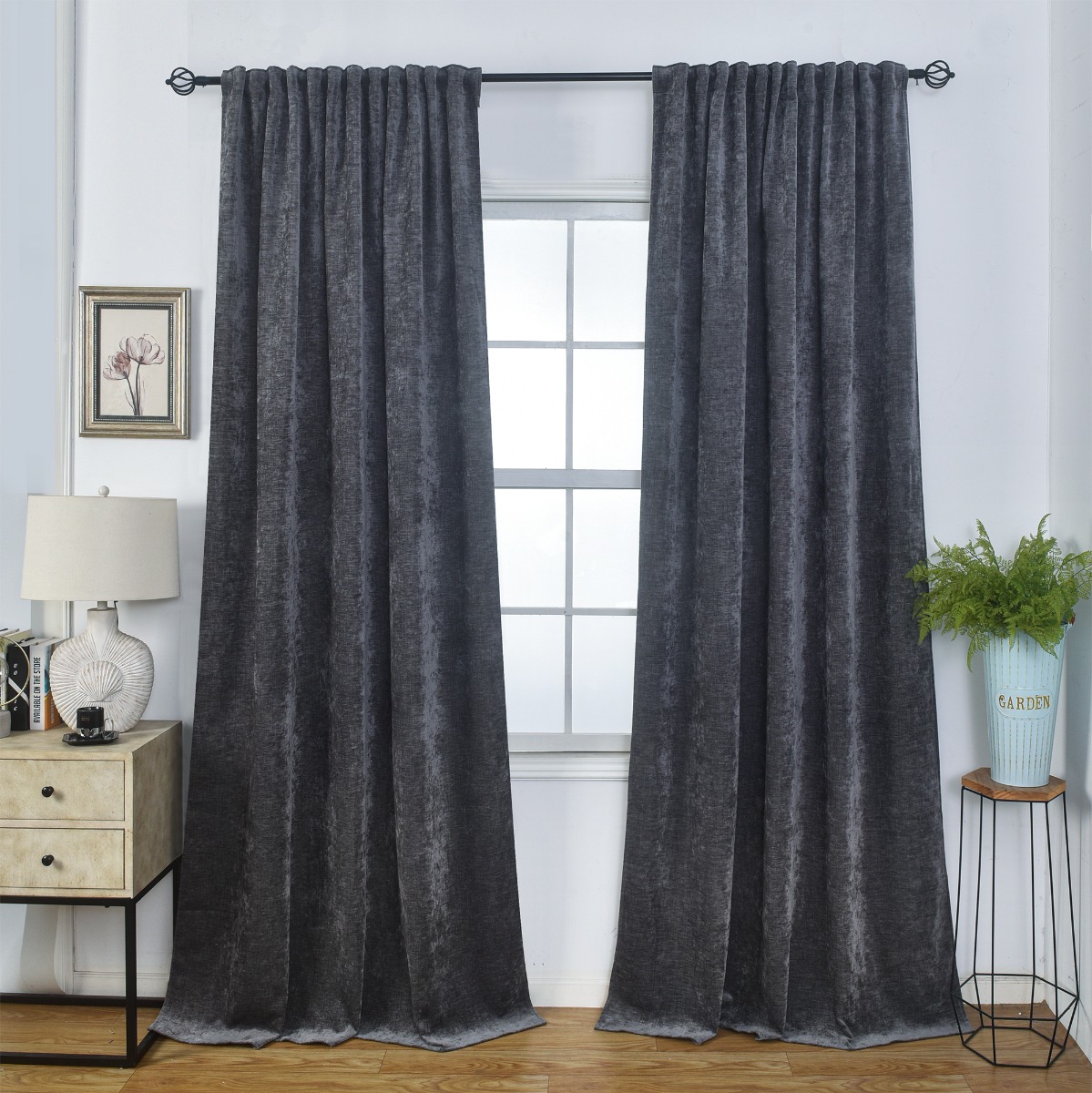 Rumsförmörkande Sammetsgardin 2-pack Nancy Grå - Image 2