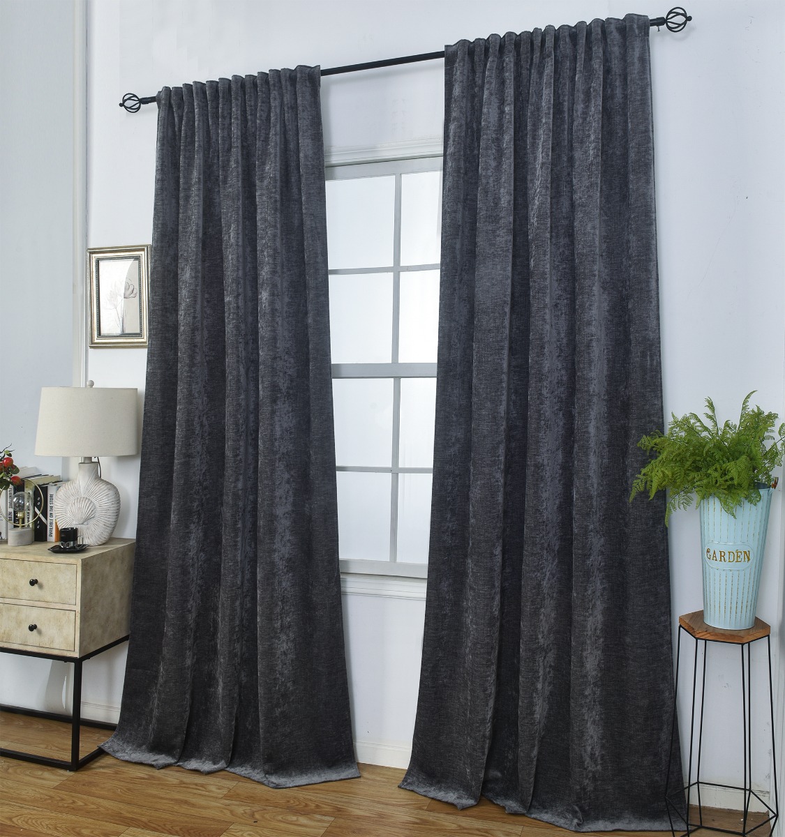 Rumsförmörkande Sammetsgardin 2-pack Nancy Grå - Image 3