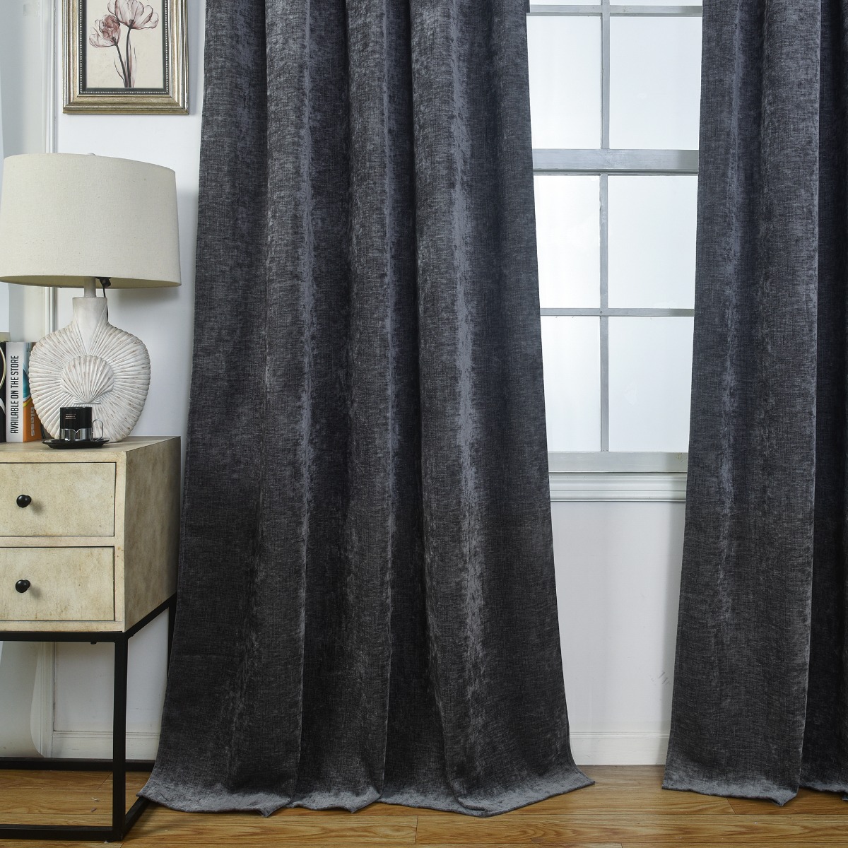 Rumsförmörkande Sammetsgardin 2-pack Nancy Grå - Image 4