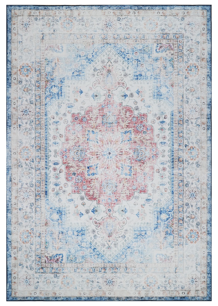 Tvättbar wiltonmatta Noel Ocean multi med färgstarkt mönster och mjuk yta i vardagsrum