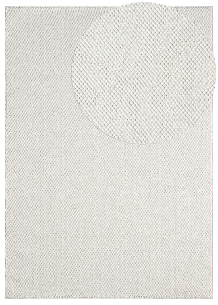 Offwhite nordisk ullmatta med mjuk tjock yta i ljus inredning