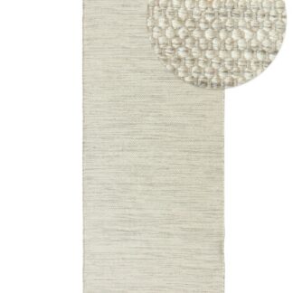 Grå kortklippt ullmatta med bomull, Norrskenserie, elegant och mjuk textur