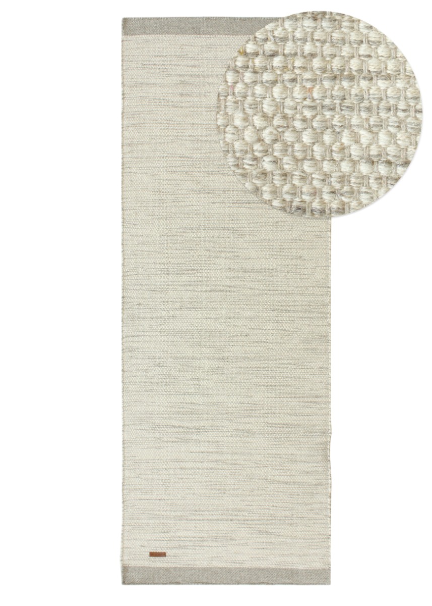 Grå kortklippt ullmatta med bomull, Norrskenserie, elegant och mjuk textur